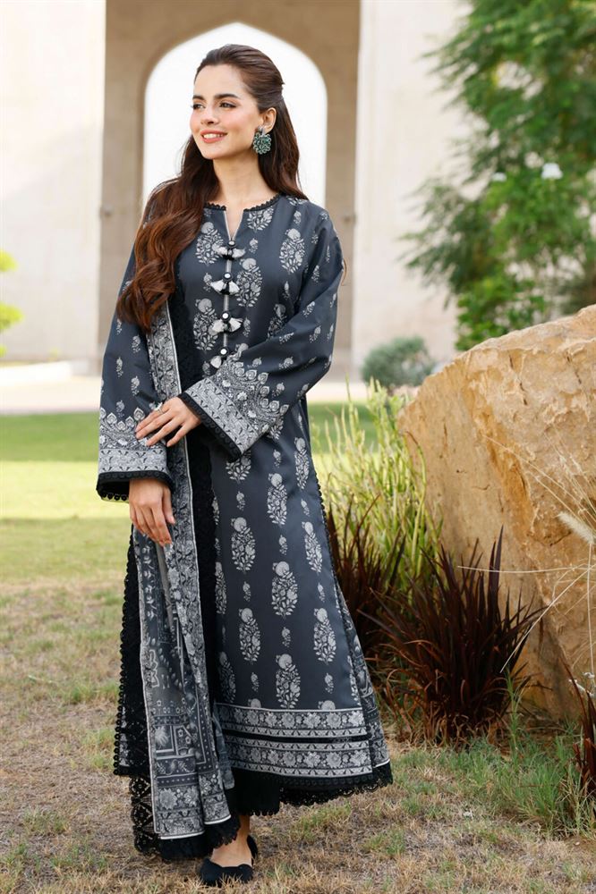 Monochrome Unstitched Black Collection - Black and White Floral Print Suit